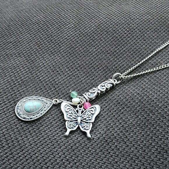 Vintage Aztec Bohemian Medallion Butterfly Necklace - Picture 11 of 15